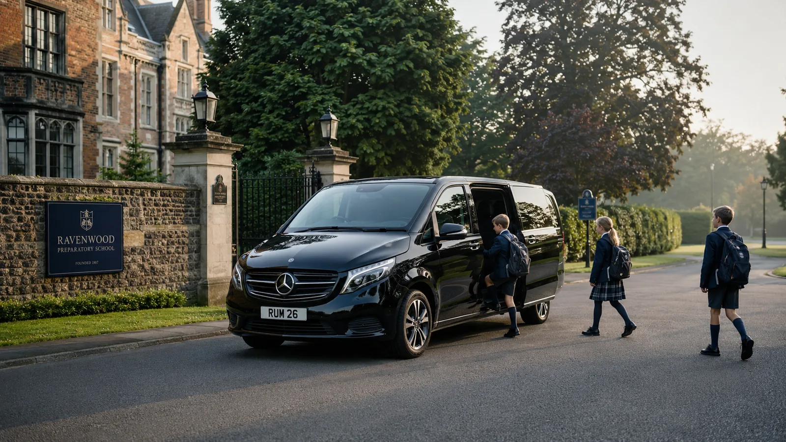 Mercedes-Benz V-Class collecting children for a private school run in London