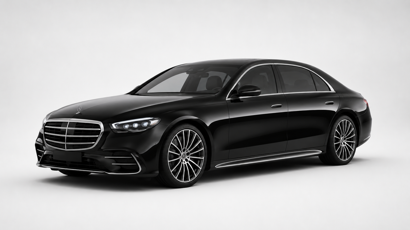 Black Mercedes-Benz S-Class for a private RAF Northolt chauffeur transfer